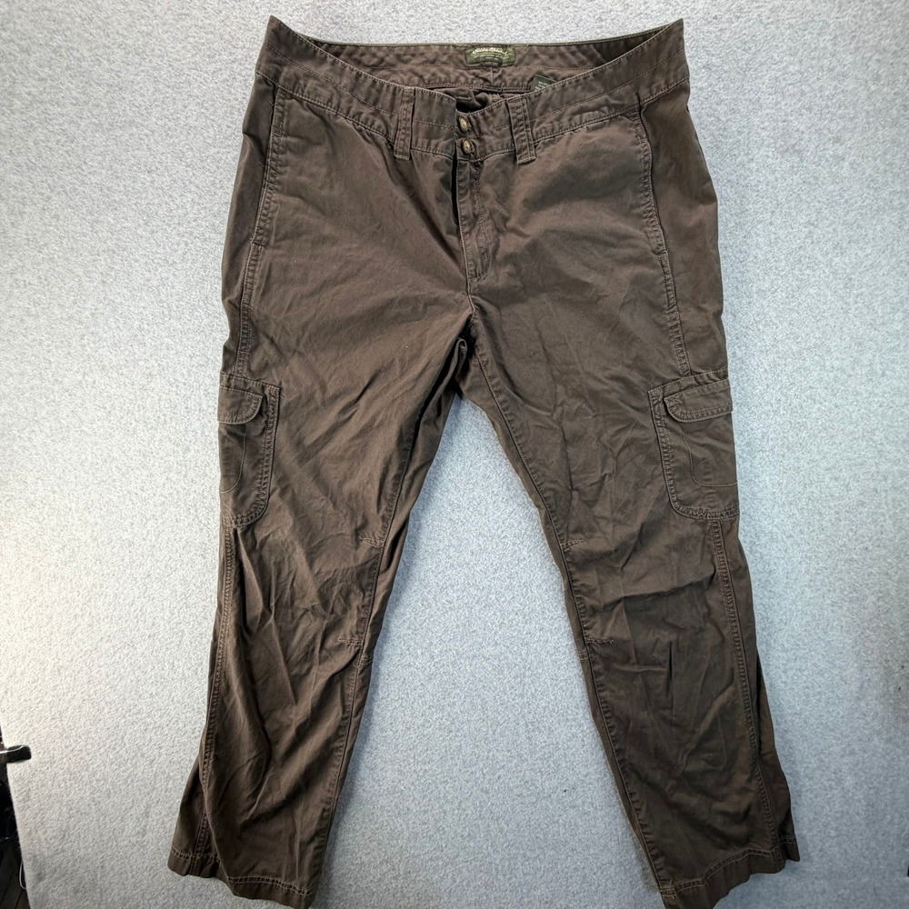 Eddie Bauer Mens Brown Cotton Cargo Pants Straight Leg Size 16 Utility Workwear